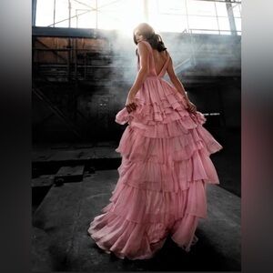 NWT Macduggal High Low Tiered Gown with Built In Bodysuit